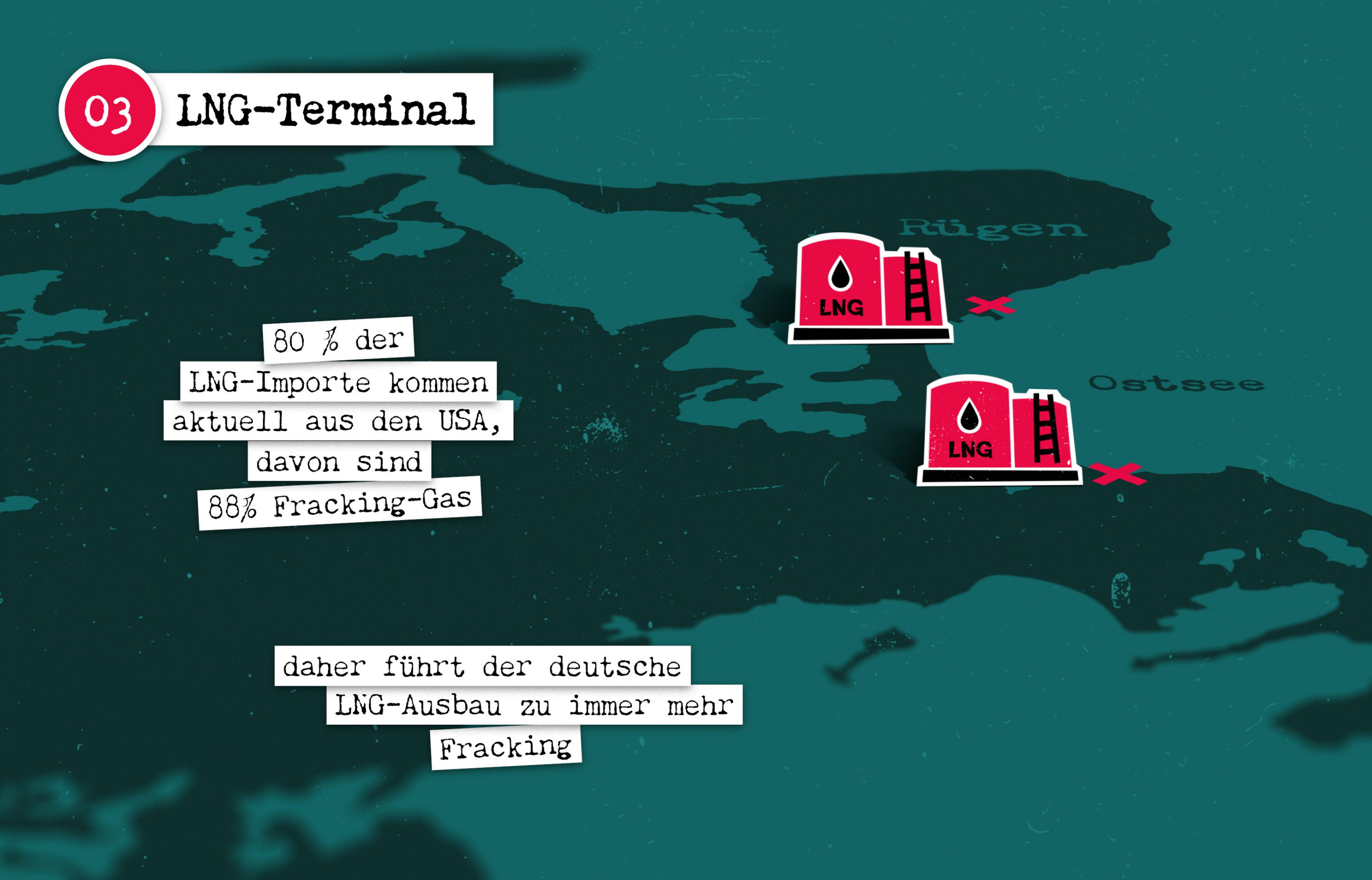 LNG-Terminal Ausbau führt zu immer mehr Fracking. Ein Teufelskreis.
